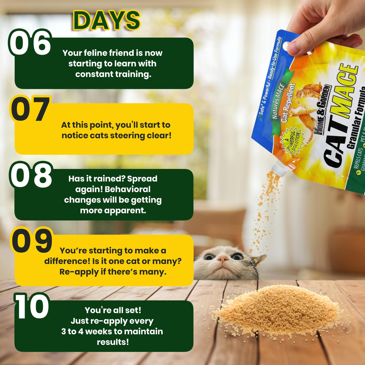 Nature's MACE spray complements granules for reinforced yard deterrence.