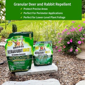 Nature's MACE protective barrier around bed edges deters deer from foliage
