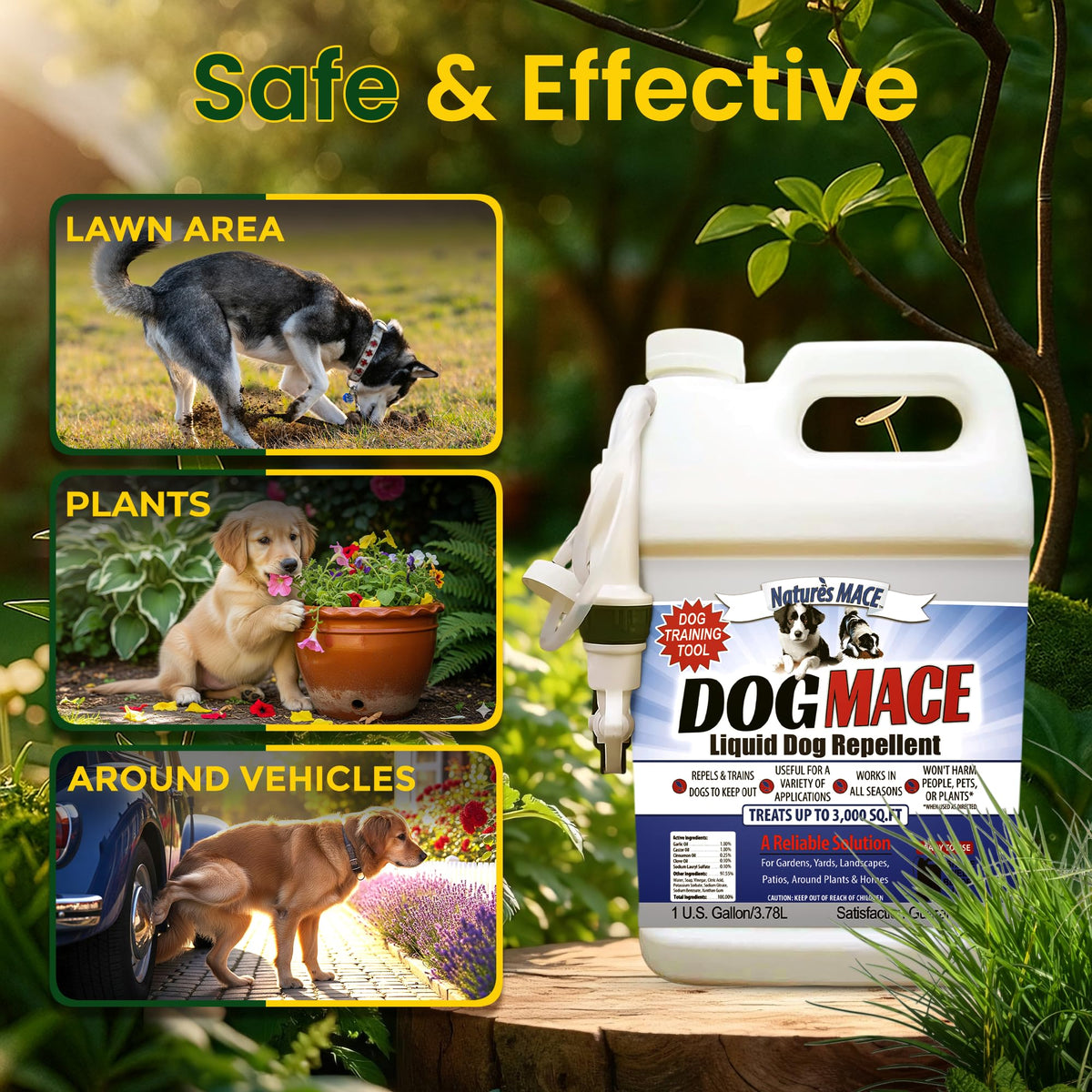 Nature’s MACE Dog Mace Spray to deter chewing around furniture.