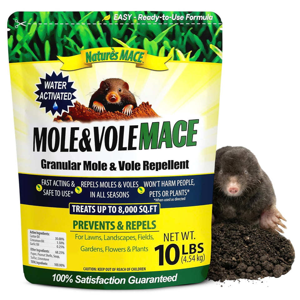 Nature's MACE 10 lb bag provides broad coverage for lawns and gardens.