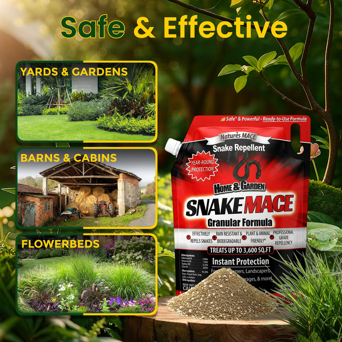 Nature’s MACE Snake Mace application strip creates a protective ring around vegetation.
