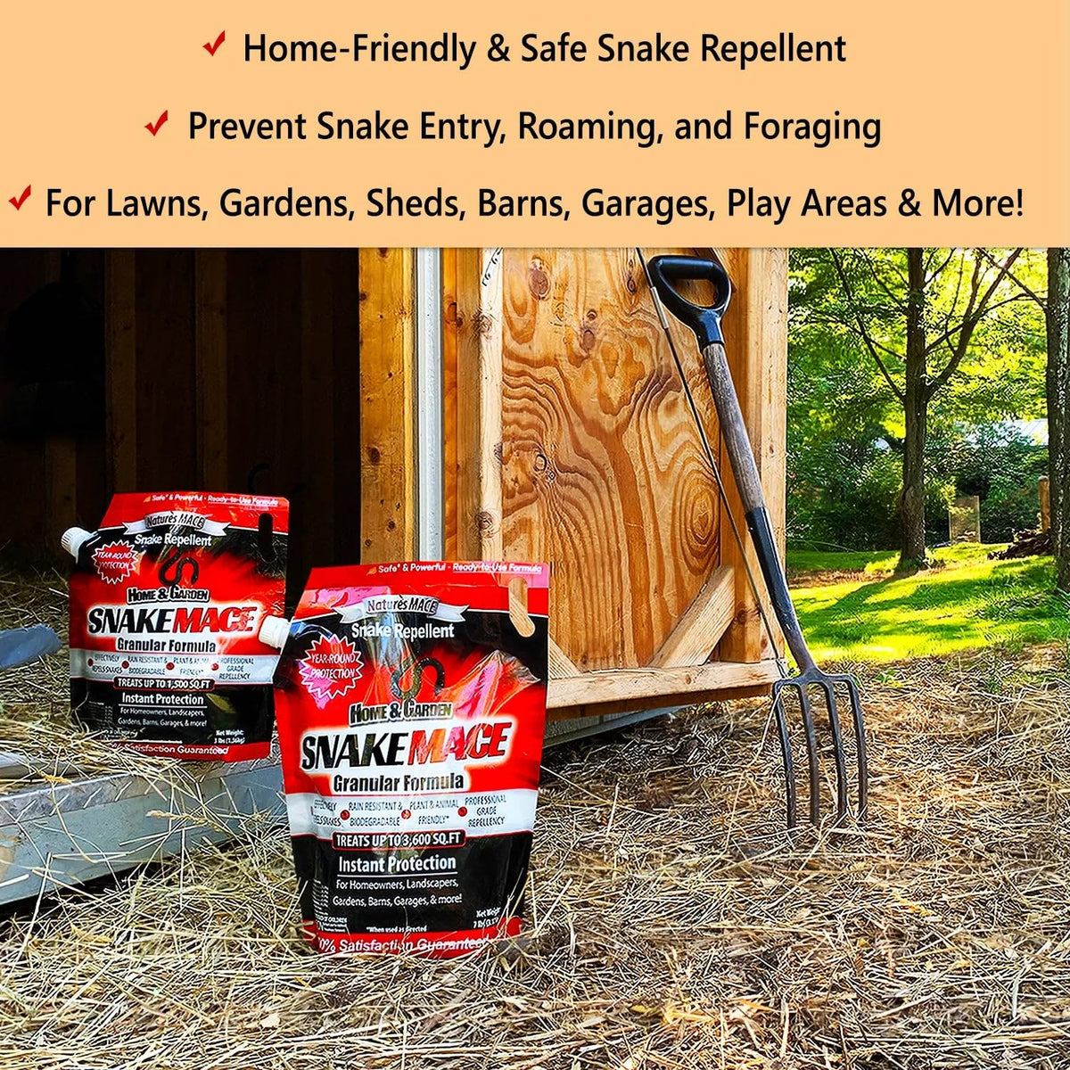 Nature's MACE Snake Mace safeguards garden beds and flowerbeds for a calmer yard