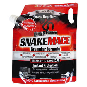 Nature's MACE Snake Mace granules in bag deter snakes in outdoor spaces