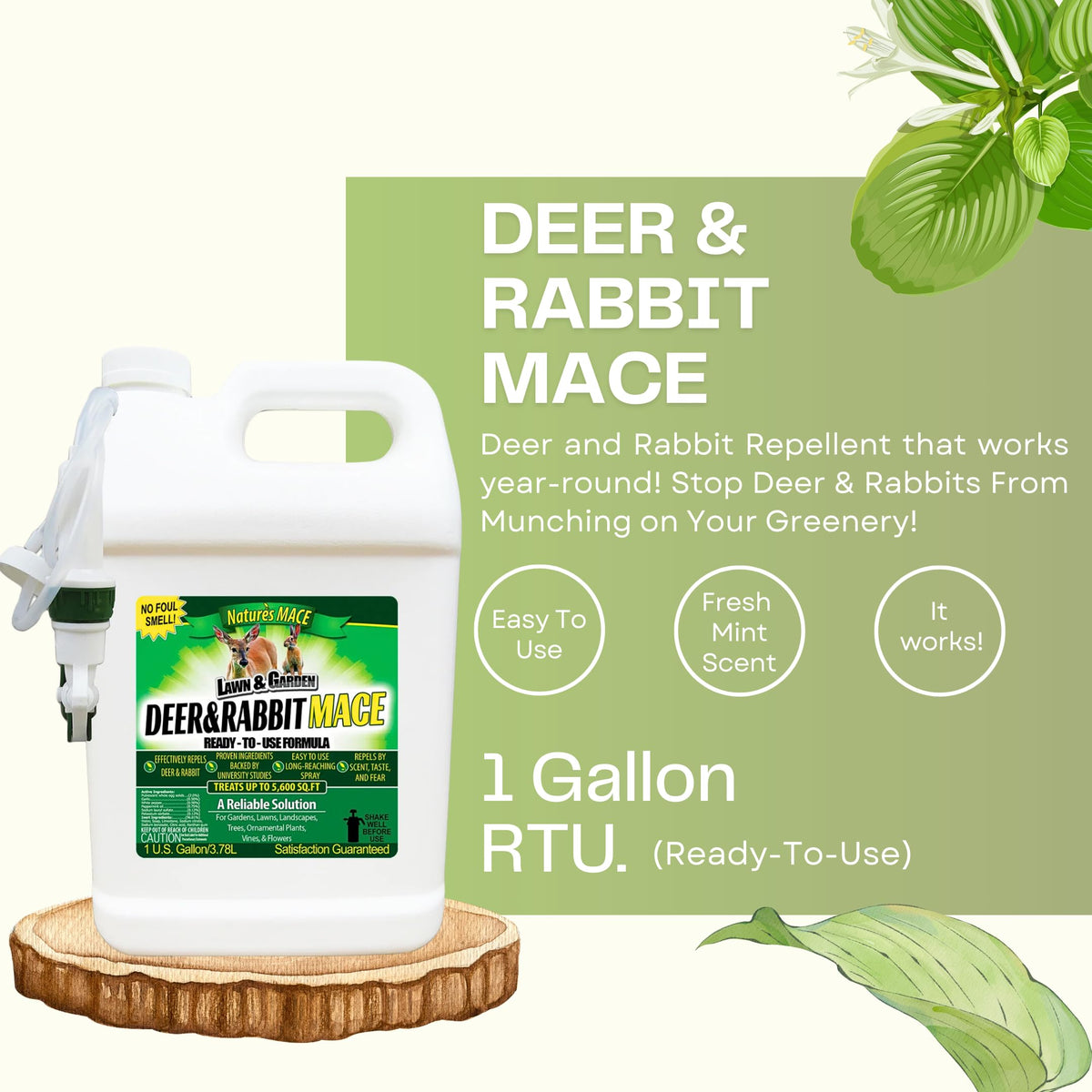 Nature's MACE spray application on plants to deter deer