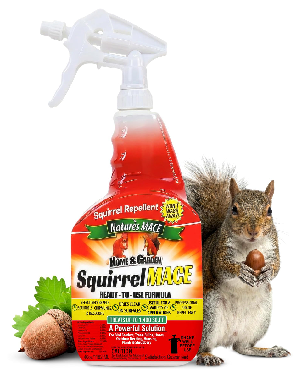 Nature's MACE Squirrel Mace bottle for outdoor garden protection