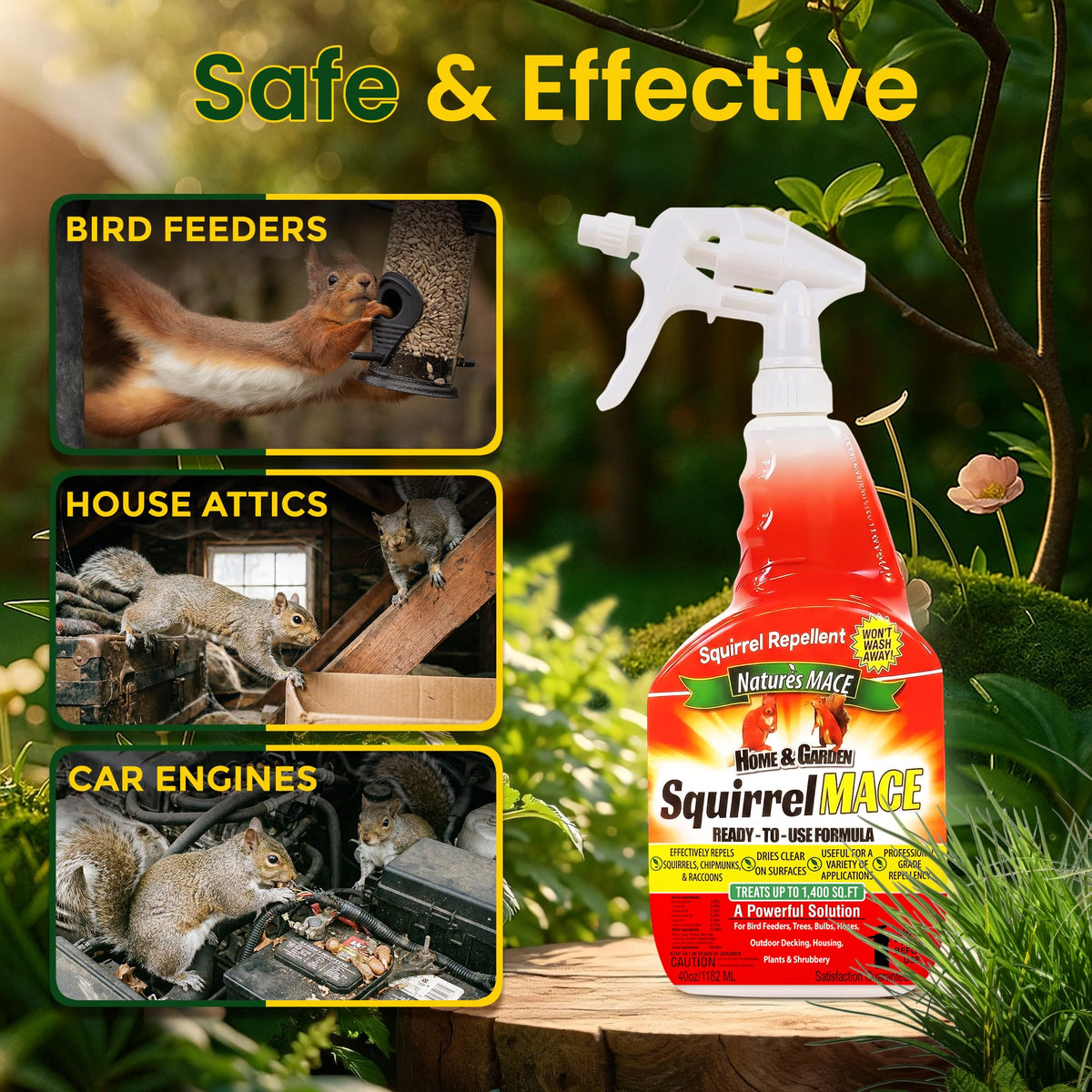 Nature's MACE Squirrel Mace protects garden plants and planters