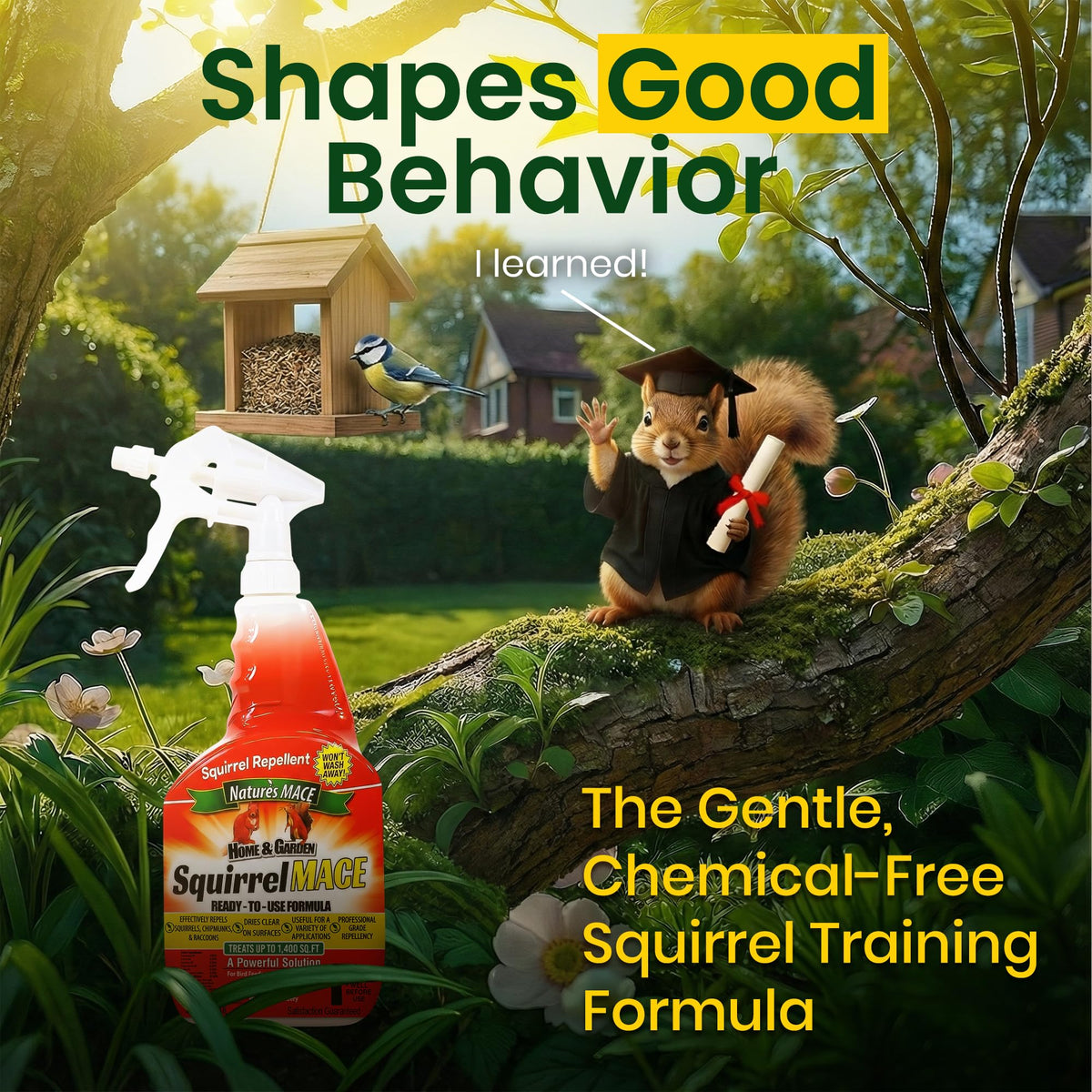 Nature's MACE Squirrel Mace spray application demonstrates easy use