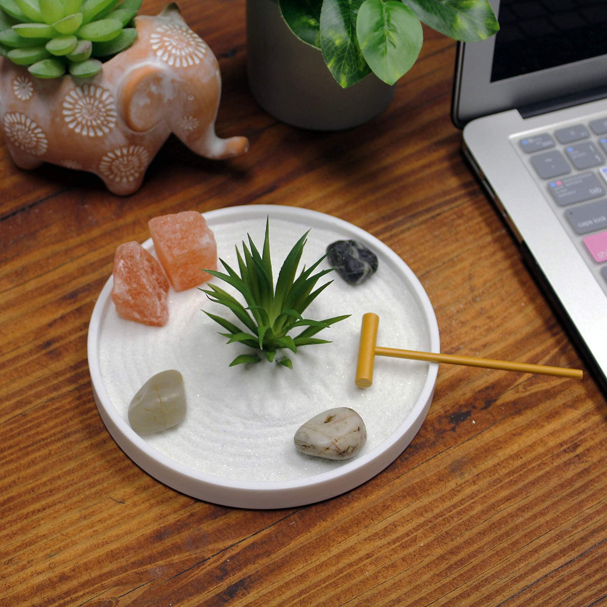 Nature's Mark Zen Garden salt rock adds natural texture and calm ambiance.