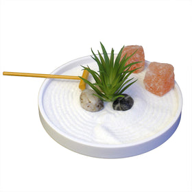Nature's Mark Zen Garden desk with white base for clean decor.
