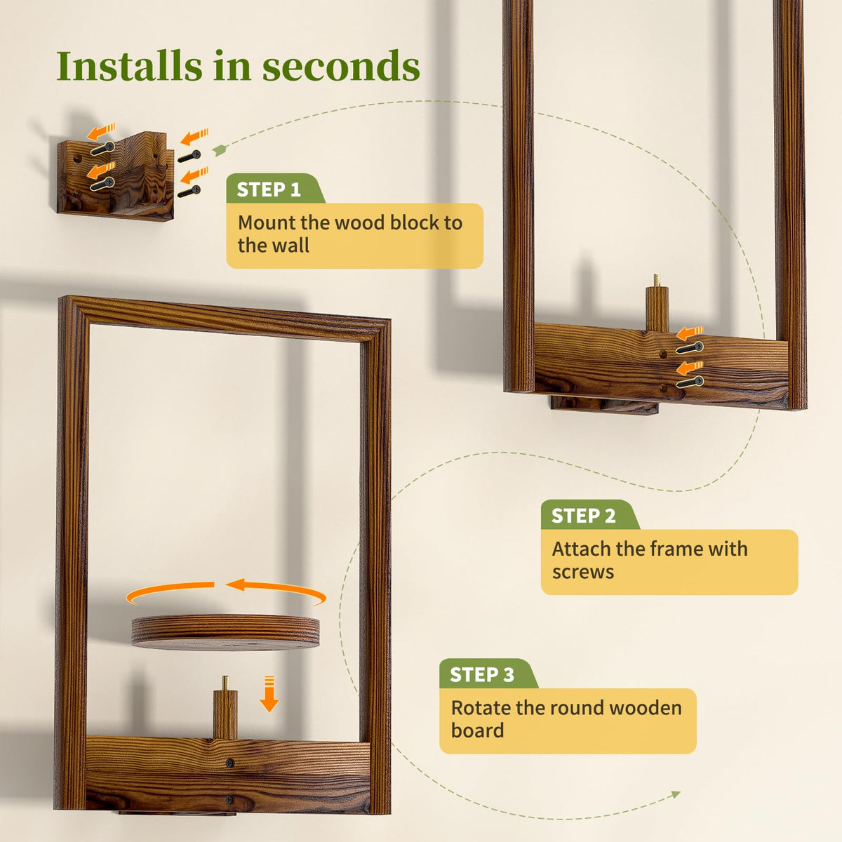 Three-pack set for cascading green display on any wall.