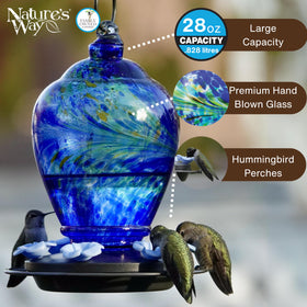 Built-in continuous perch ring increases perching space for hummingbirds.