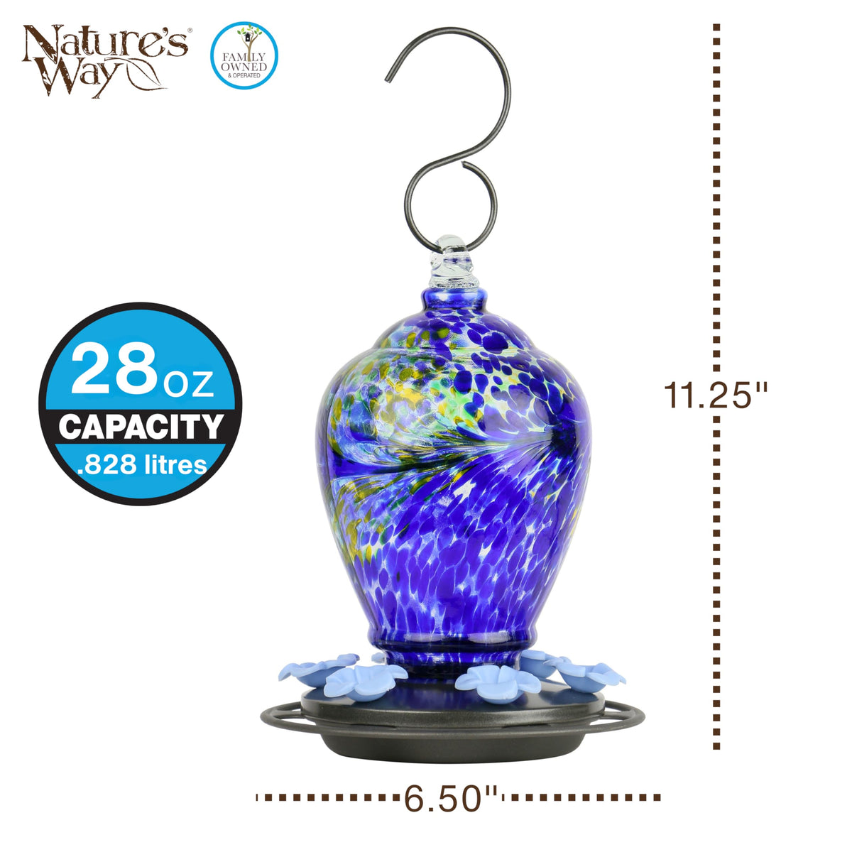 Colored glass pattern remains bold over time, enhancing garden décor.