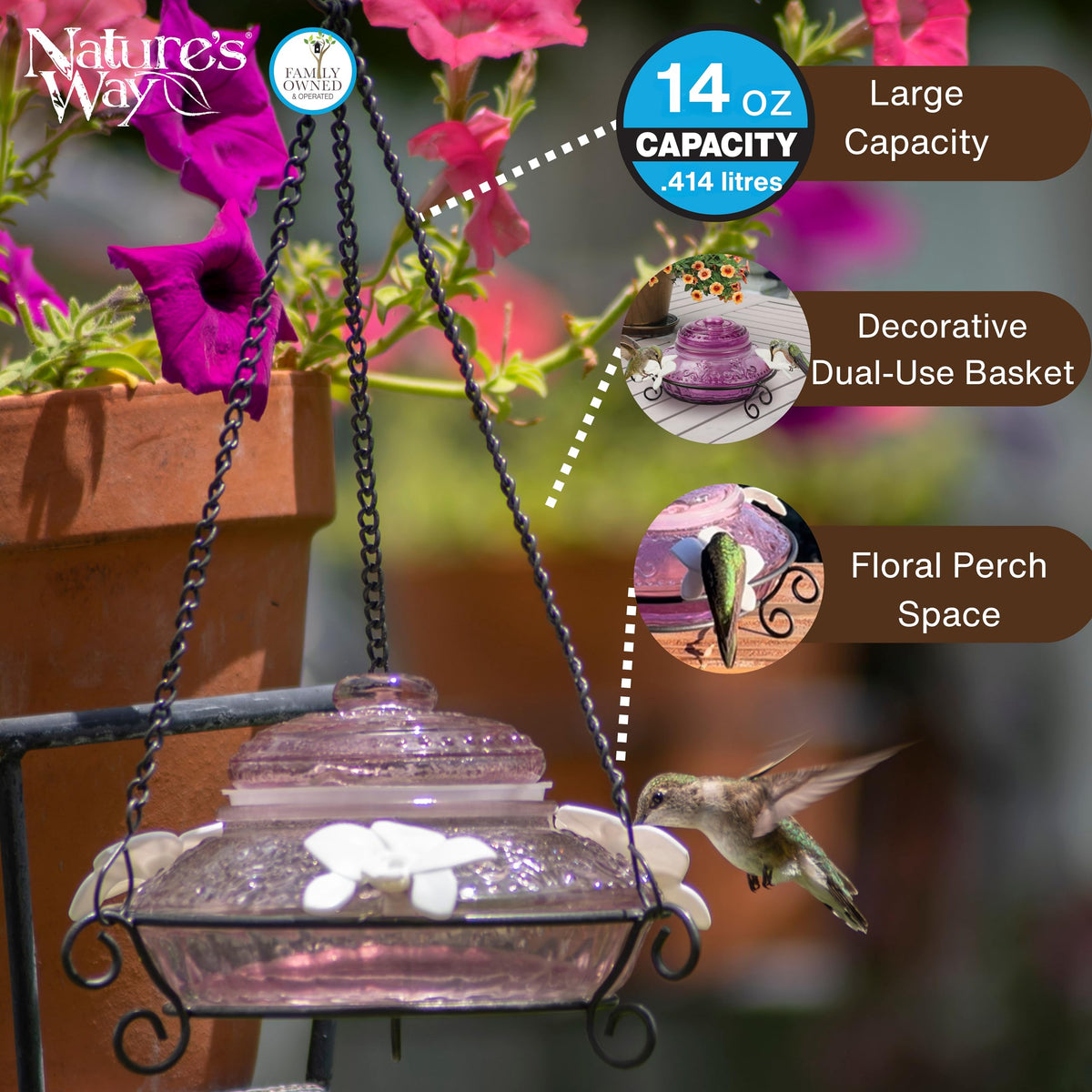 Nature's Way ANTHF1 wide opening simplifies filling and cleaning for busy feeders.