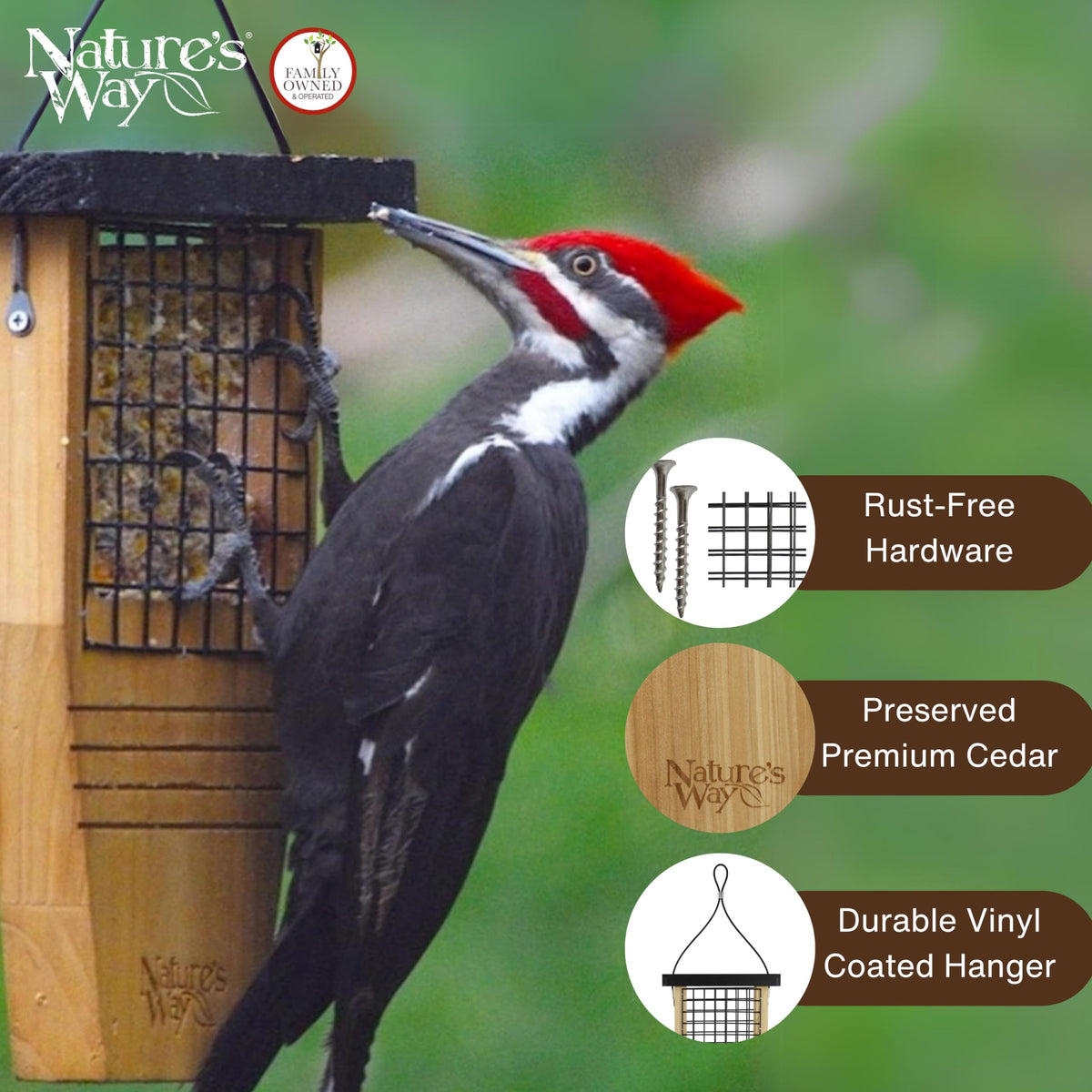 Nature's Way Bird Products CWF1 tail-prop feeder kerfs close-up showing gripping surface