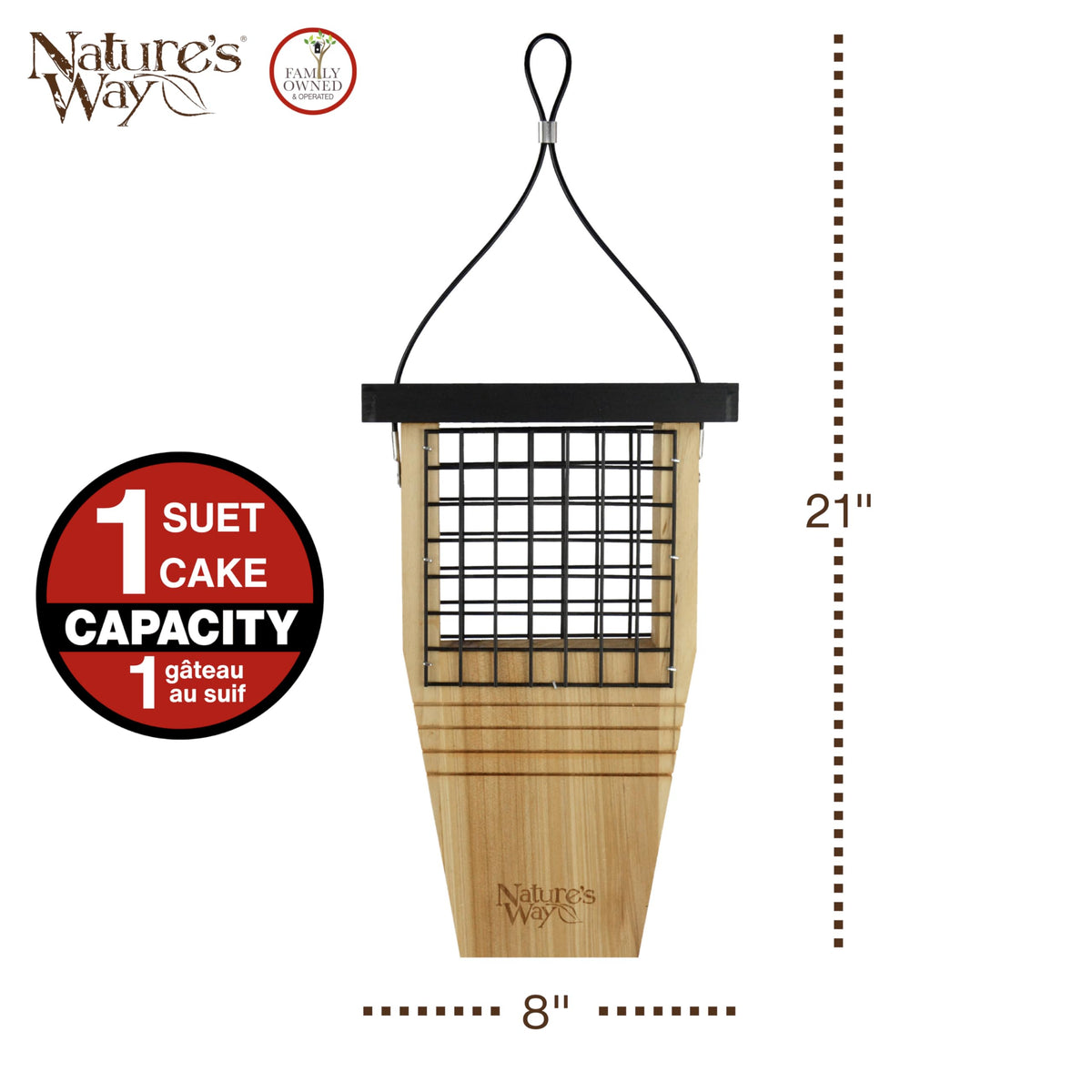 Nature's Way Bird Products CWF1 tail-prop feeder side view ready for outdoor use