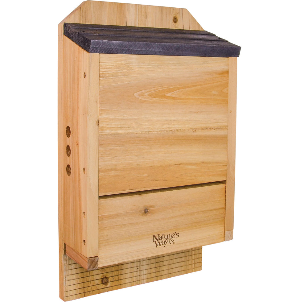 Nature's Way Bird Products CWH6 bat house front view shows sturdy cedar construction for long-lasting outdoor use.
