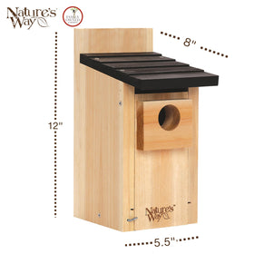 Nature's Way Cedar Bluebird Box rear view showing ventilation for healthy nest conditions