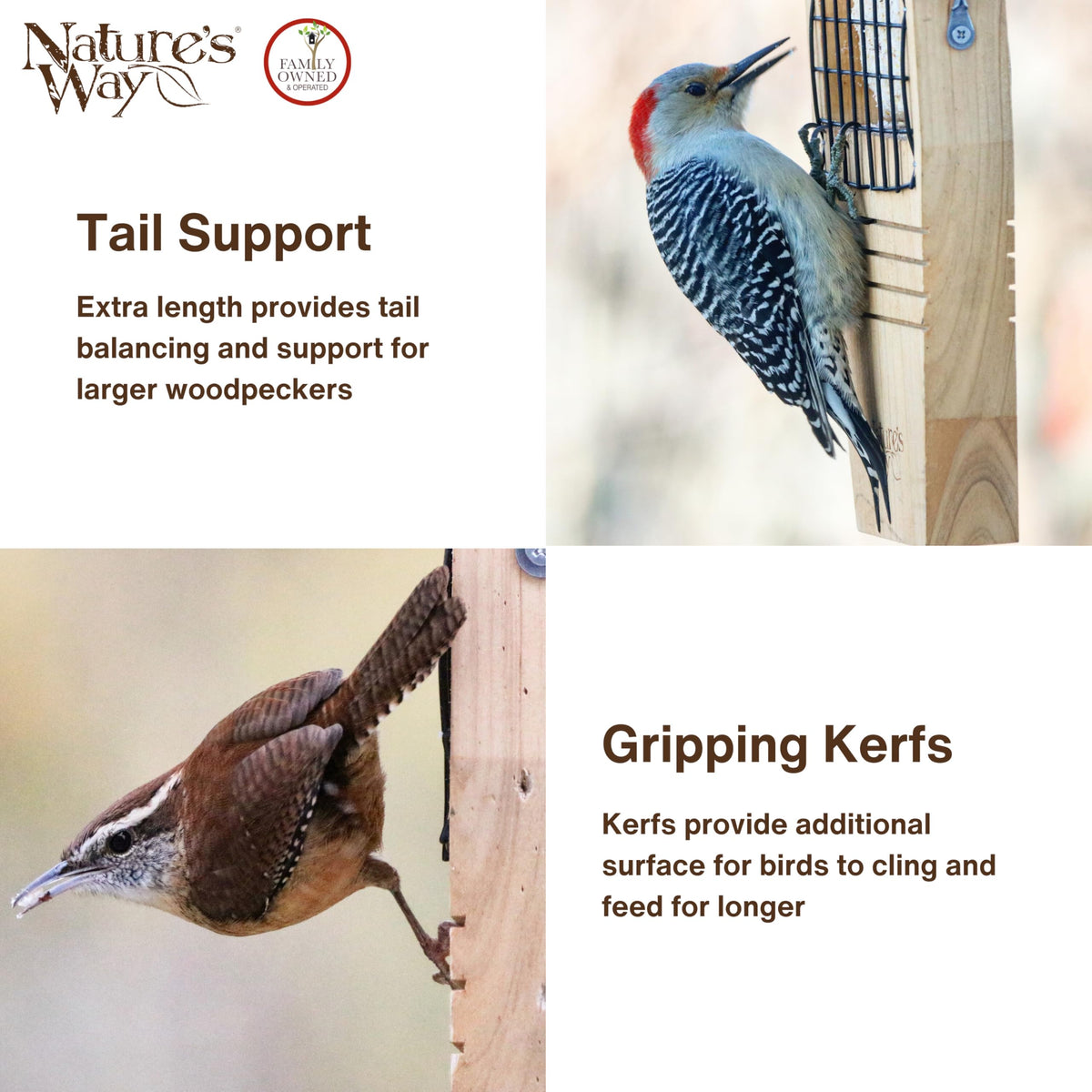 Nature’s Way Cedar Woodpecker Suet Feeder stainless screws resist rust