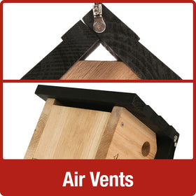 Nature's Way Cedar Wren House clean-out door enables quick seasonal cleaning.