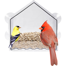 Nature's Way Crystal Window Feeder with four suction cups for close-up bird viewing.