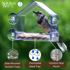 Nature's Way Lift-out seed tray enables easy refills.