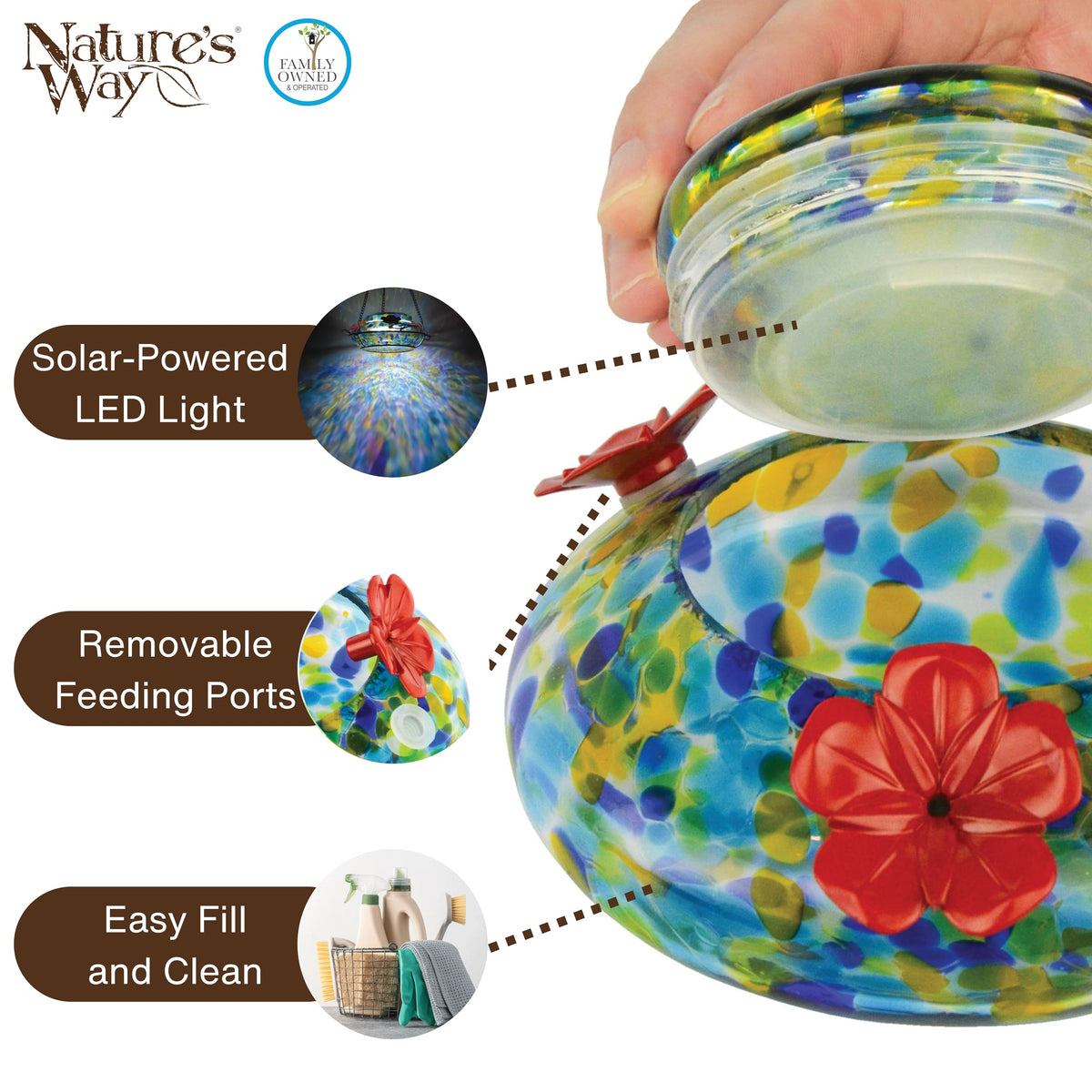 Nature's Way GHF7 wide filling opening simplifies refilling and cleaning.