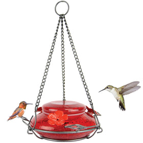 Nature's Way MHF4 hand-blown glass hummingbird feeder in red attracts vibrant color