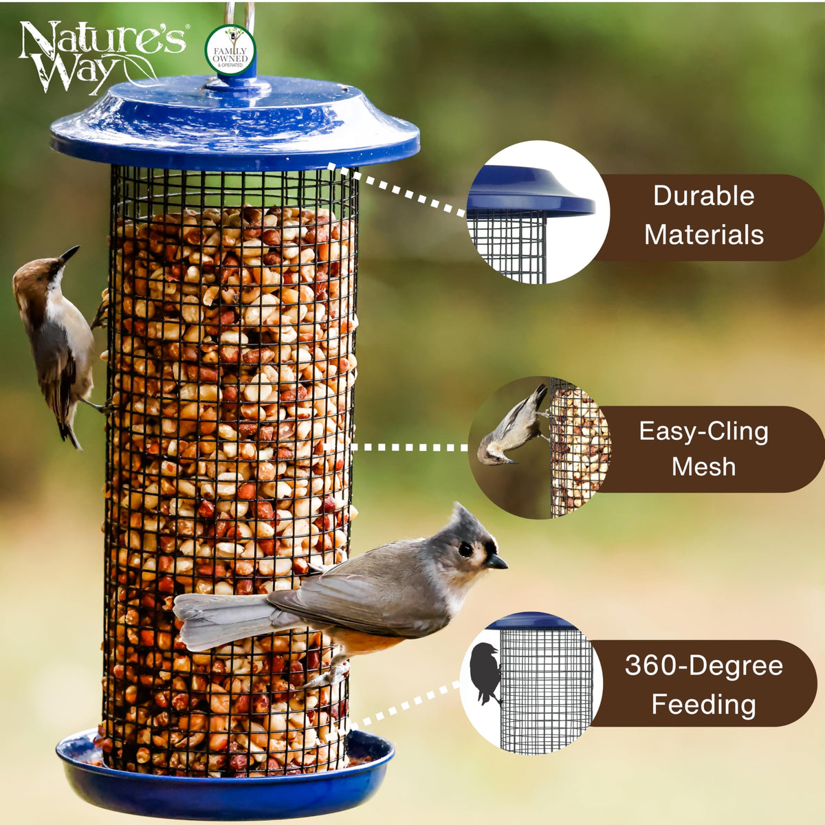 Nature's Way drain holes promote rain drainage and seed freshness