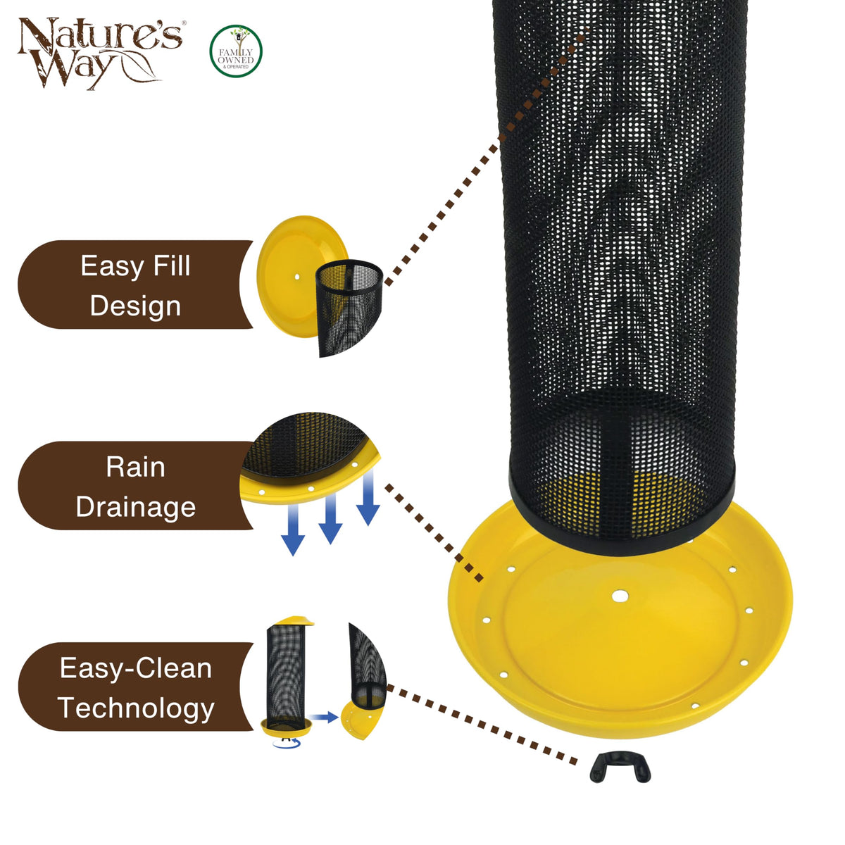 Nature's Way Sunglow 360-degree mesh feeding surface for multiple birds