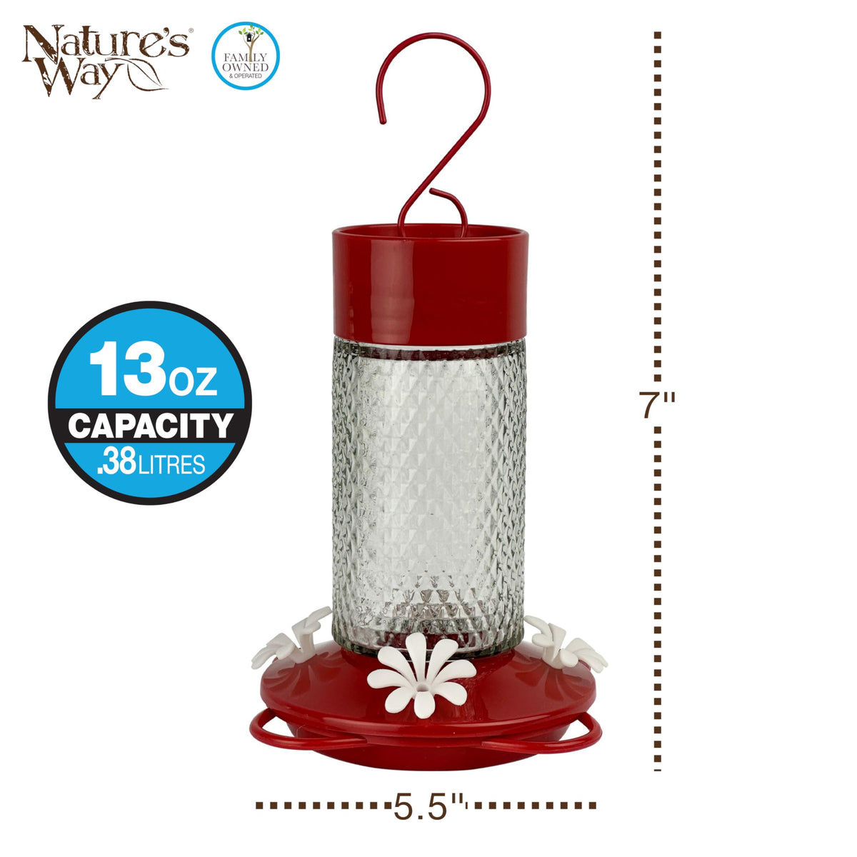 Nature's Way UV-stabilized plastic components with powder-coated steel hanger resist wear