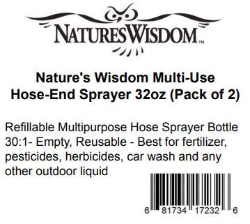 Natures Wisdom three-mode spray: off, water only, or water with product