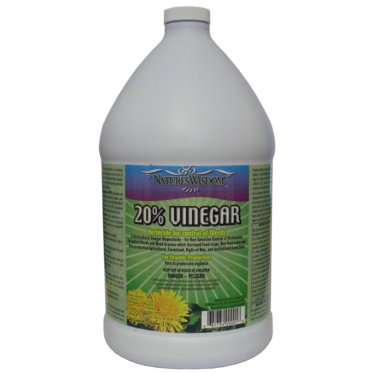 Natures Wisdom 20% Vinegar Weed Killer bottle pour for quick weed control in sun
