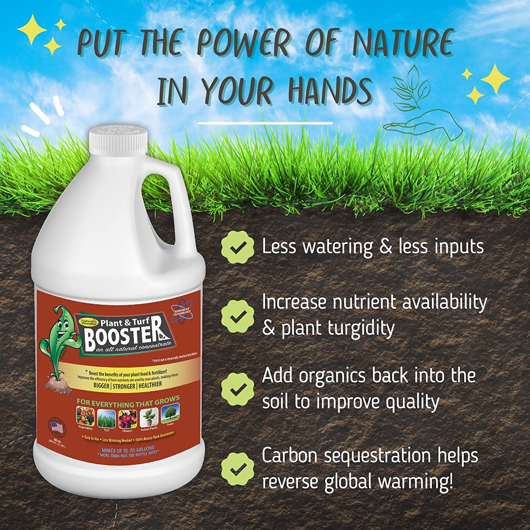 Nature's Wonder root booster application demonstrates easy soil feeding.