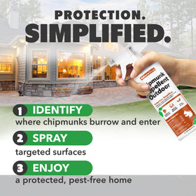 Landscape border treated with chipmunk deterrent along fence line by NatureStop