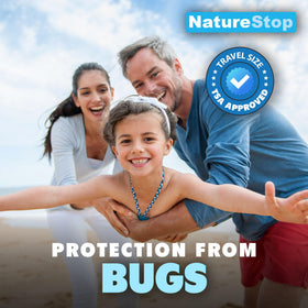 NatureStop compact travel-size spray for easy packing and quick bug deterrence.