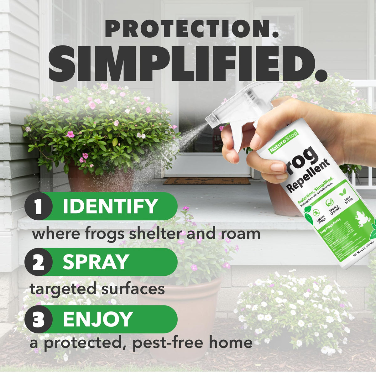 NatureStop Frog Repellent Spray outdoor space helps keep frogs away