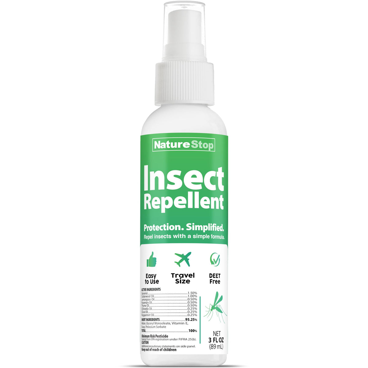 NatureStop insect repellent spray bottle ready for versatile outdoor protection