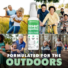 NatureStop spray shown near kitchen area for indoor use with insects prevention