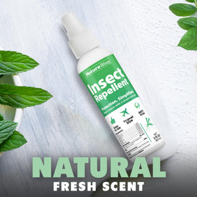 NatureStop spray positioned on a patio for outdoor pest deterrence