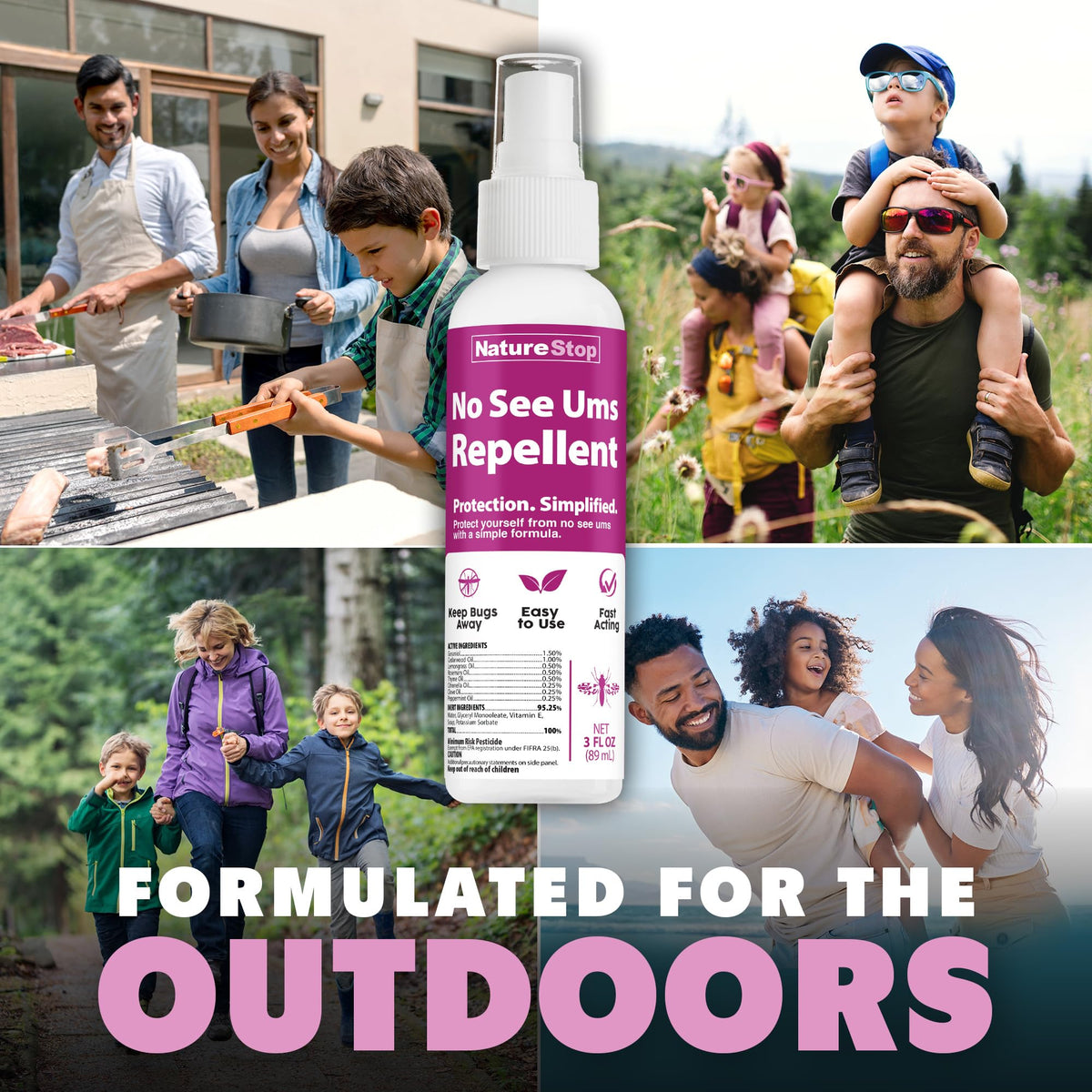 NatureStop No-See-Ums Repellent Spray outdoors against gnats at a campsite