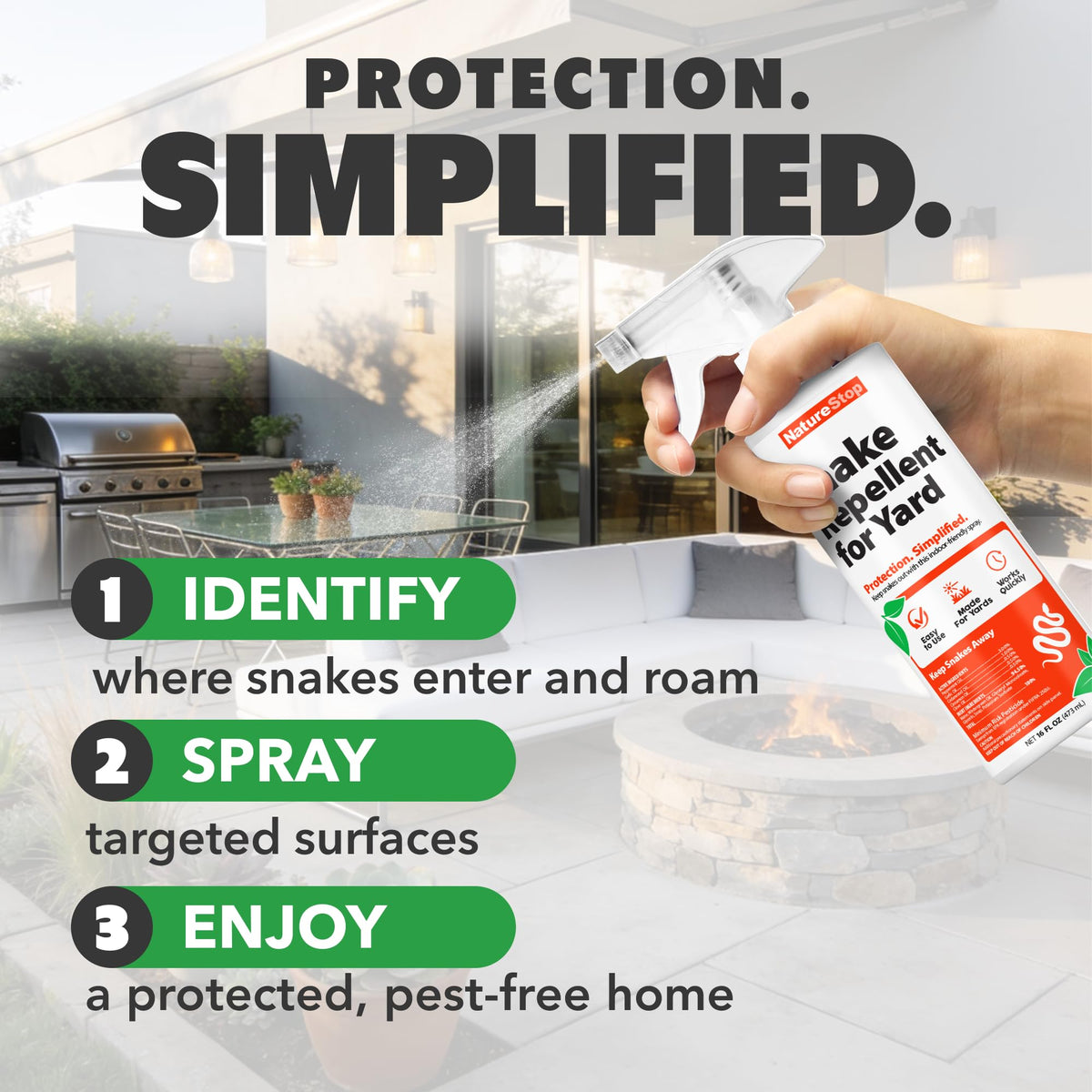 NatureStop 16 oz bottle in landscape border suitable for perimeter use