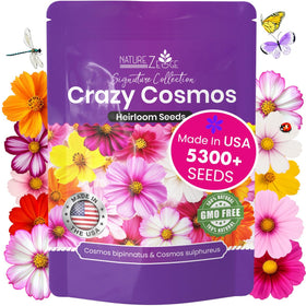 NatureZ Edge Crazy Cosmos seeds mix in a packet for vibrant garden color throughout summer.