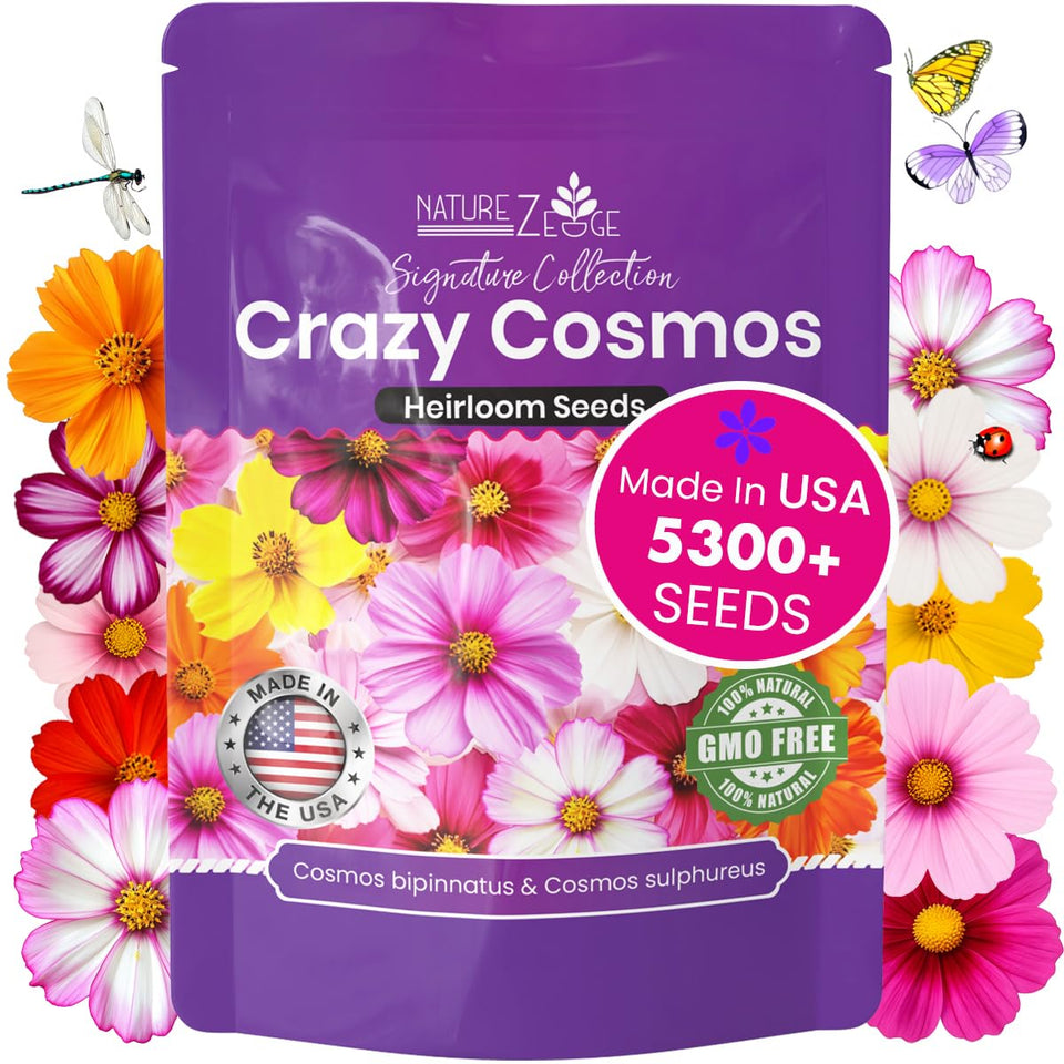 NatureZ Edge Crazy Cosmos seeds mix in a packet for vibrant garden color throughout summer.