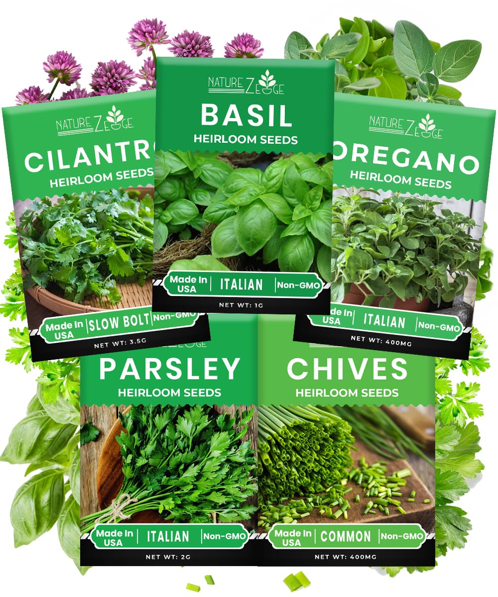 NatureZ Edge five-herb-seed-variety-pack close-up ready for home herb garden