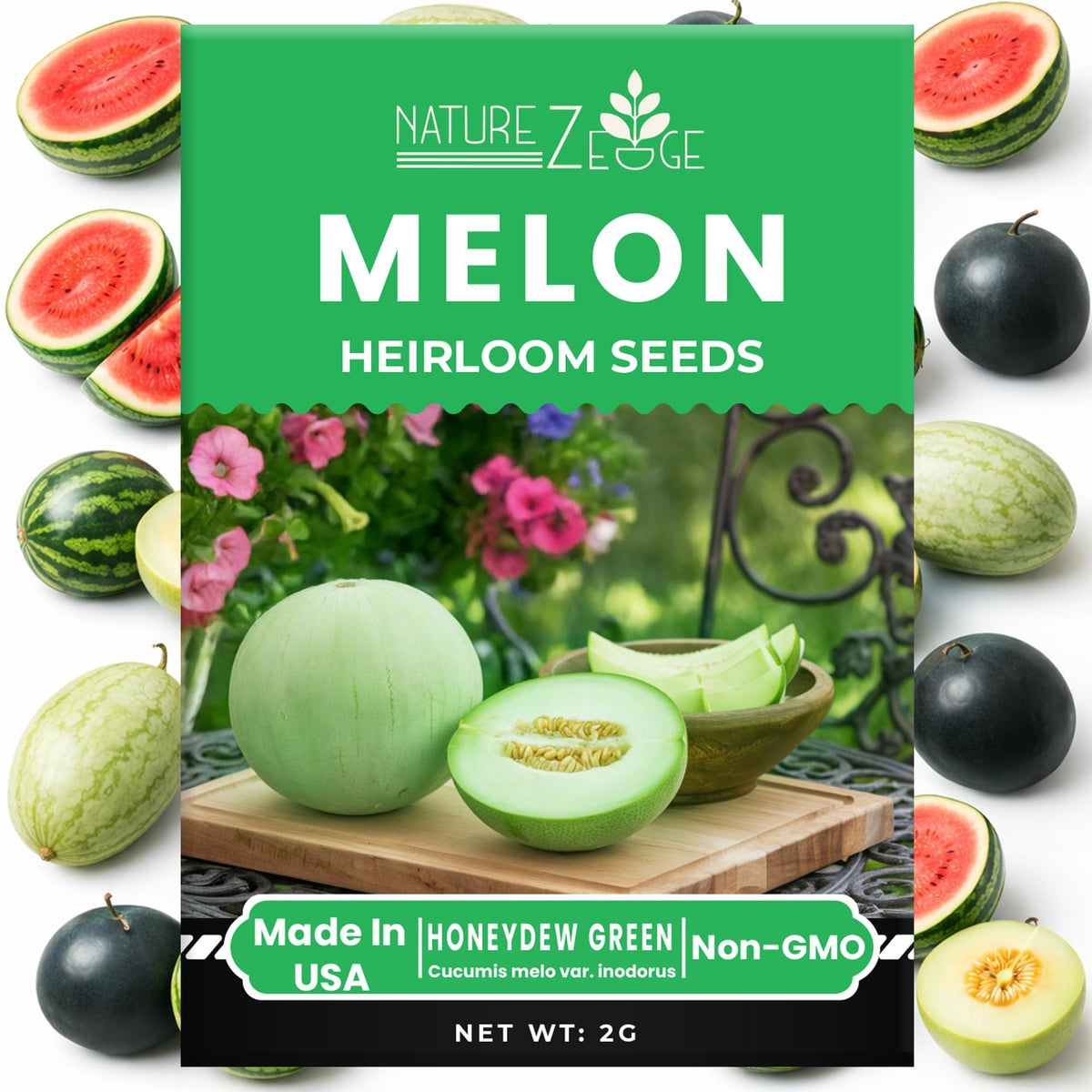 NatureZ Edge Green Honeydew melon seeds for subtle sweetness and refreshing yields.