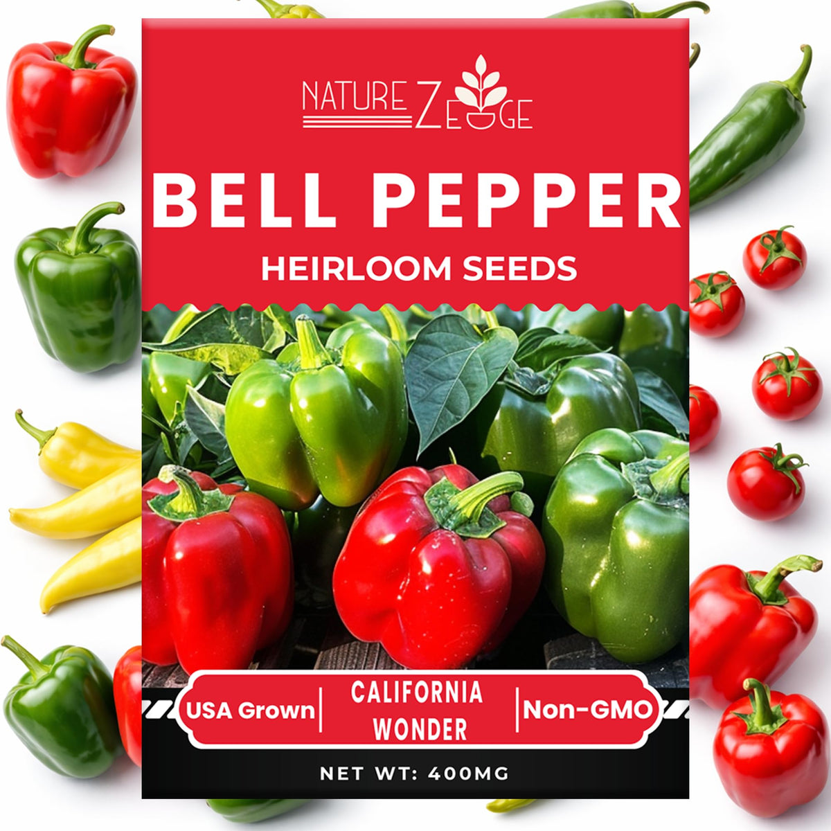 NatureZ Edge Heirloom Pepper Seed Assortment Pack for diverse home harvests