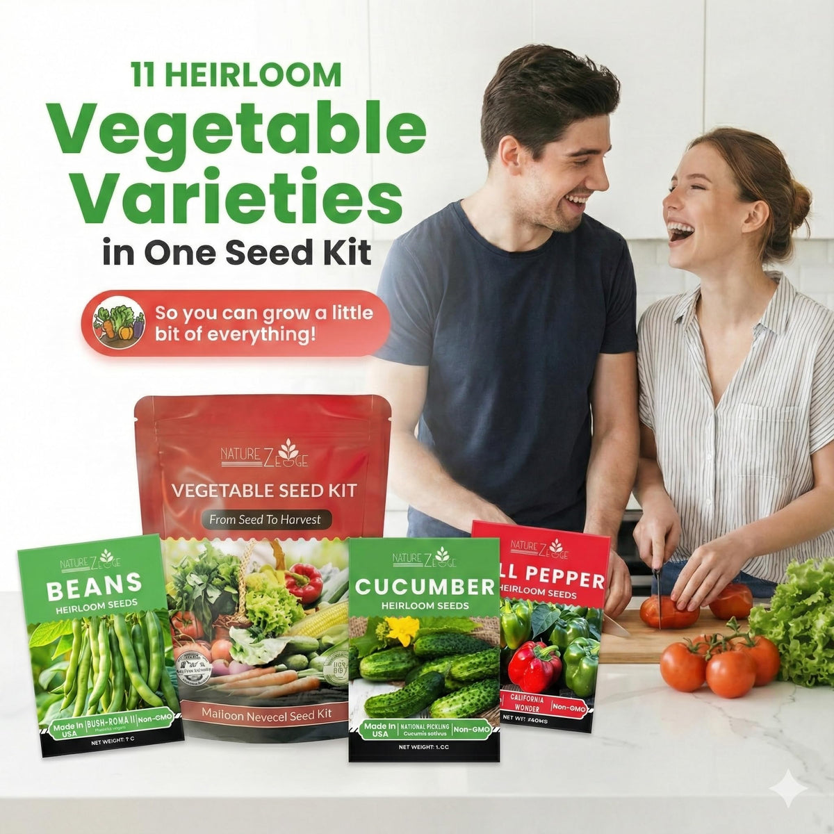 NatureZ Edge heirloom seeds in resealable pouch ensuring freshness before planting