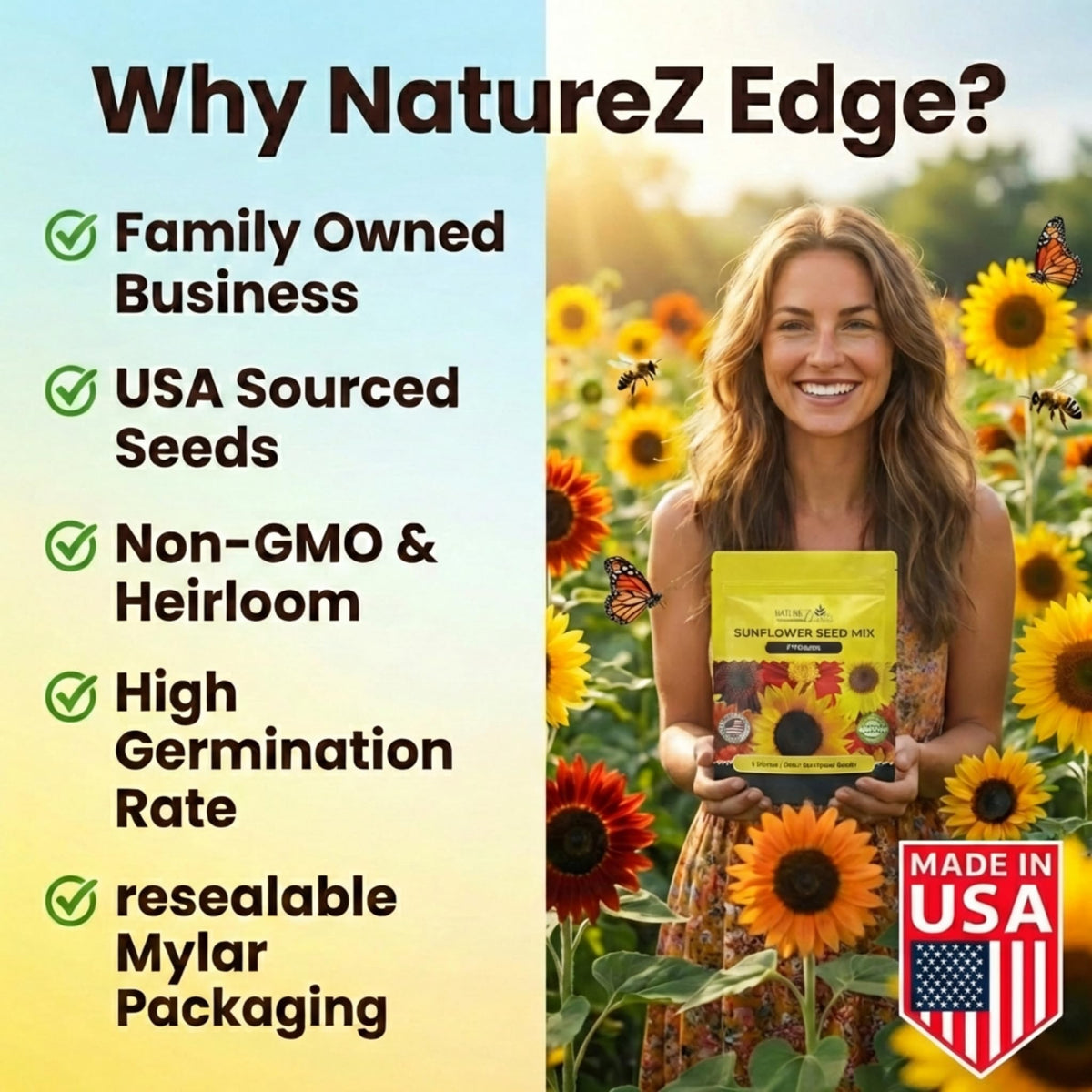 NatureZ Edge Mexican Sunflower seeds create tall focal points in sunny spaces.