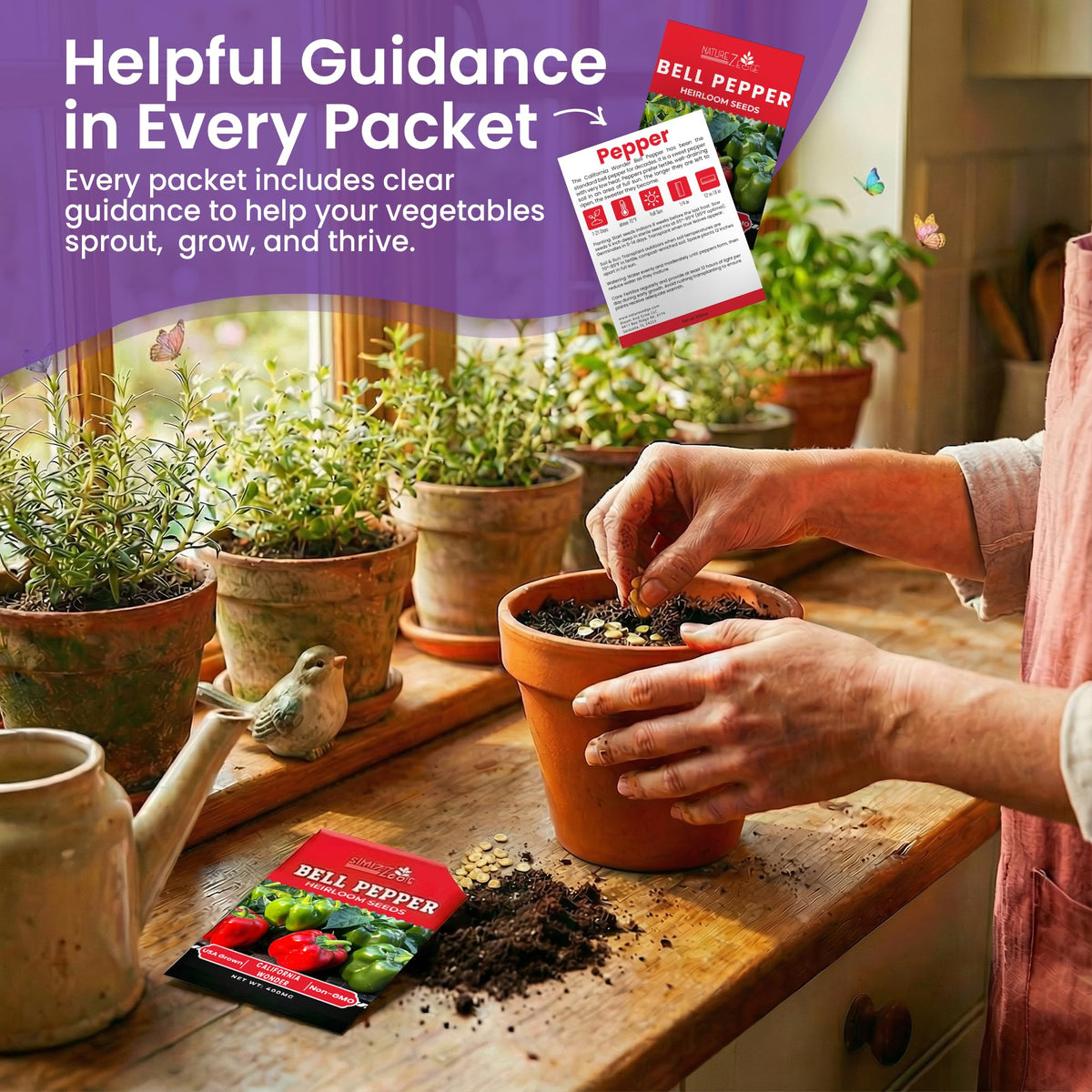 NatureZ Edge non-GMO open-pollinated seeds ready for beginner-friendly sowing