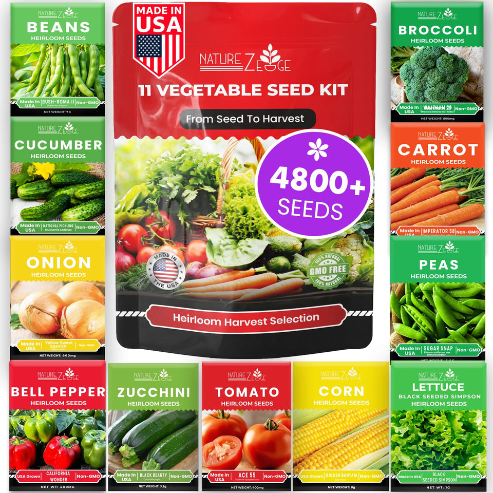 NatureZ Edge 11-seed kit on display showing diverse heirloom varieties for home gardening